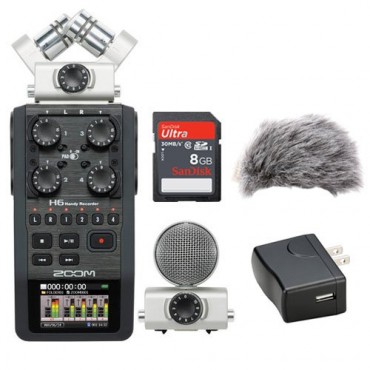Zoom H6 Portable Recorder Kit with a Custom Windbuster, AD-17 AC Adapter and a 16GB SDHC Memory Card Ultra